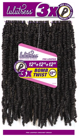 Sensationnel Synthetic Hair Crochet Braid Lulutress 3X BOMB TWIST 12"