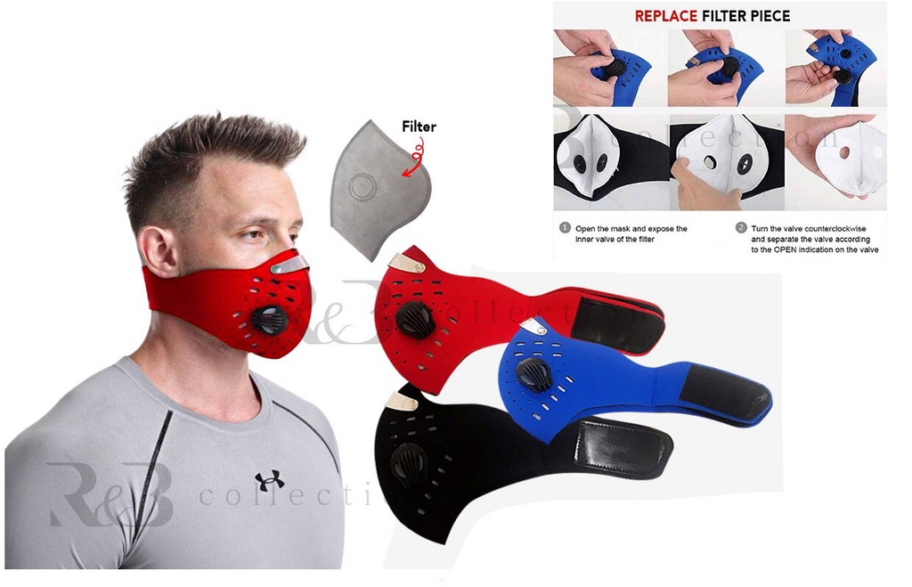 R&B Collection Sport Mask With Dual Valve (Filter Included)