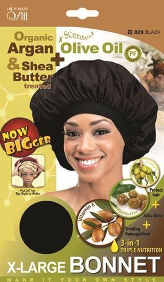 Qfitt Organic Argan & Shea Butter + Olive Oil X-Large Bonnet #829 Black