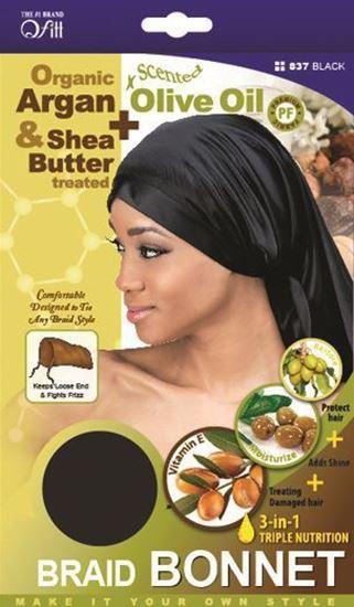 Qfitt Organic Argan & Shea Butter + Olive Oil Braid Bonnet #837 Black