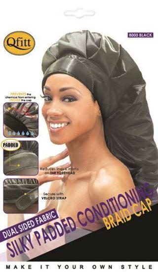 Qfitt Dual Sided Fabric Silky Padded Conditioning Braid Cap #8003 Black