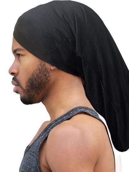Black Spandex Dreadlock Skull Cap – Lightweight, Stretchable, For Regular To Super Jumbo Locs - View #4