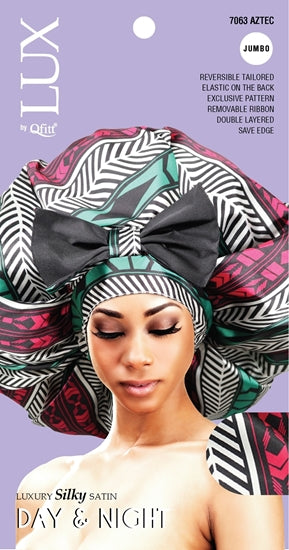 QFitt Lux Luxury Silky Satin Tie Bonnet One Size #7071 Afro