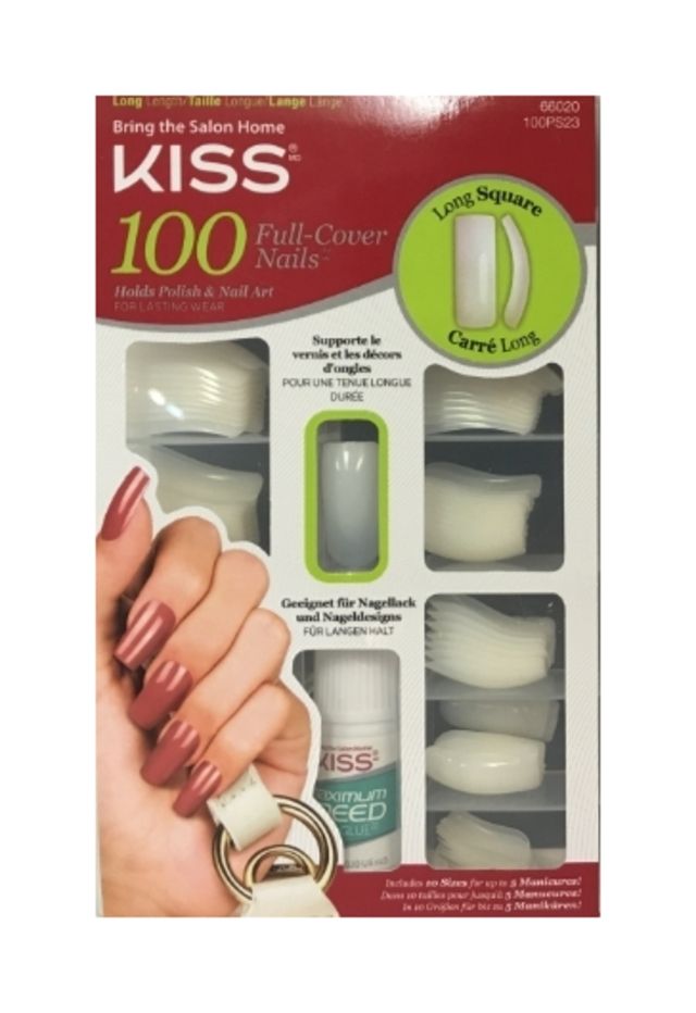 KISS 100 Full-Cover Nail Kit - Active Square Long #100PS23