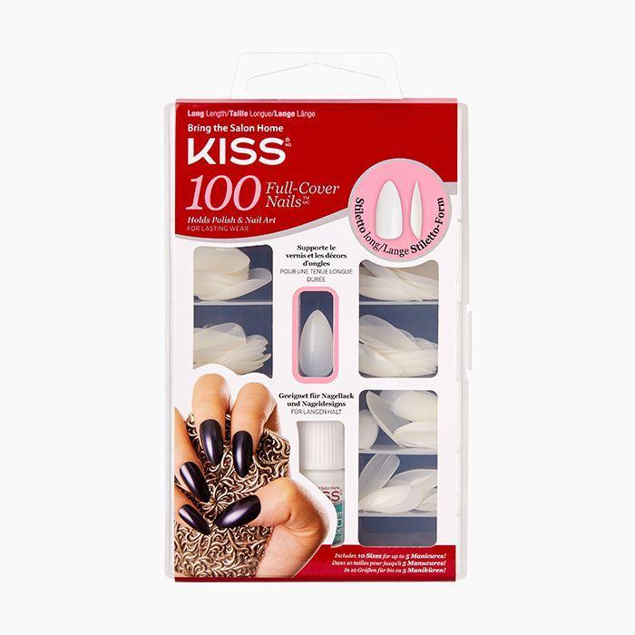 KISS 100 Full-Cover Nail Kit - Stiletto Long Length