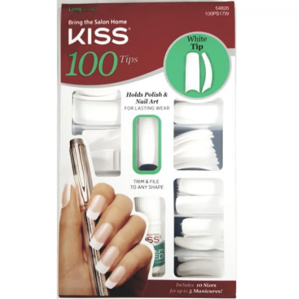 KISS 100 Tips - White Tip Long Length #100PS17W