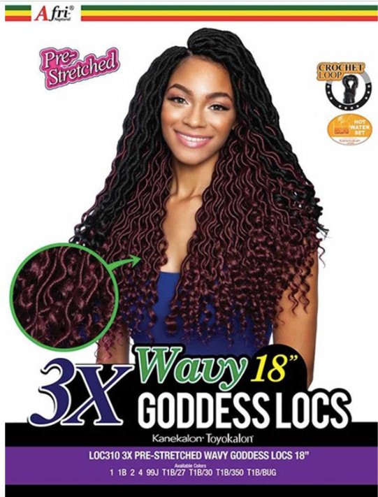 Afri-Naptural 3X Pre-Stretched Wavy Goddess Locs 18"