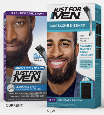 Just For Men Mustache & Beard Beard Dye for Men with Brush Included for  Easy Application With Biotin Aloe and Coconut Oil for Healthy Facial Hair -  Rich Dark Brown M-47 Pack