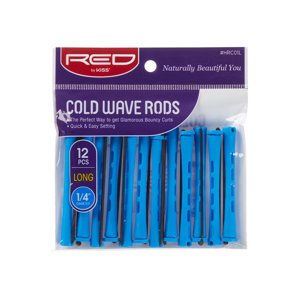 Red by Kiss Cold Wave Rods Long 12pcs 1/4" Blue #HRC01L