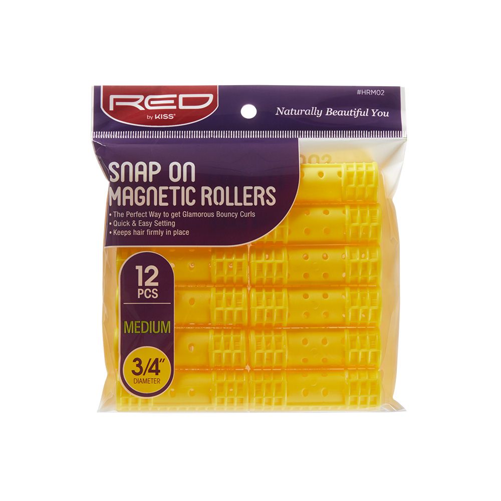 Red by Kiss Snap On Magnetic Rollers 12pcs 3/4" Medium #HRM02