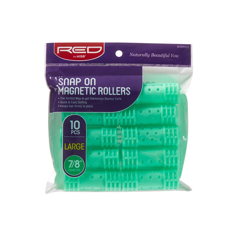 Red by Kiss Snap On Magnetic Rollers 10pcs 7/8" Large #HRM03