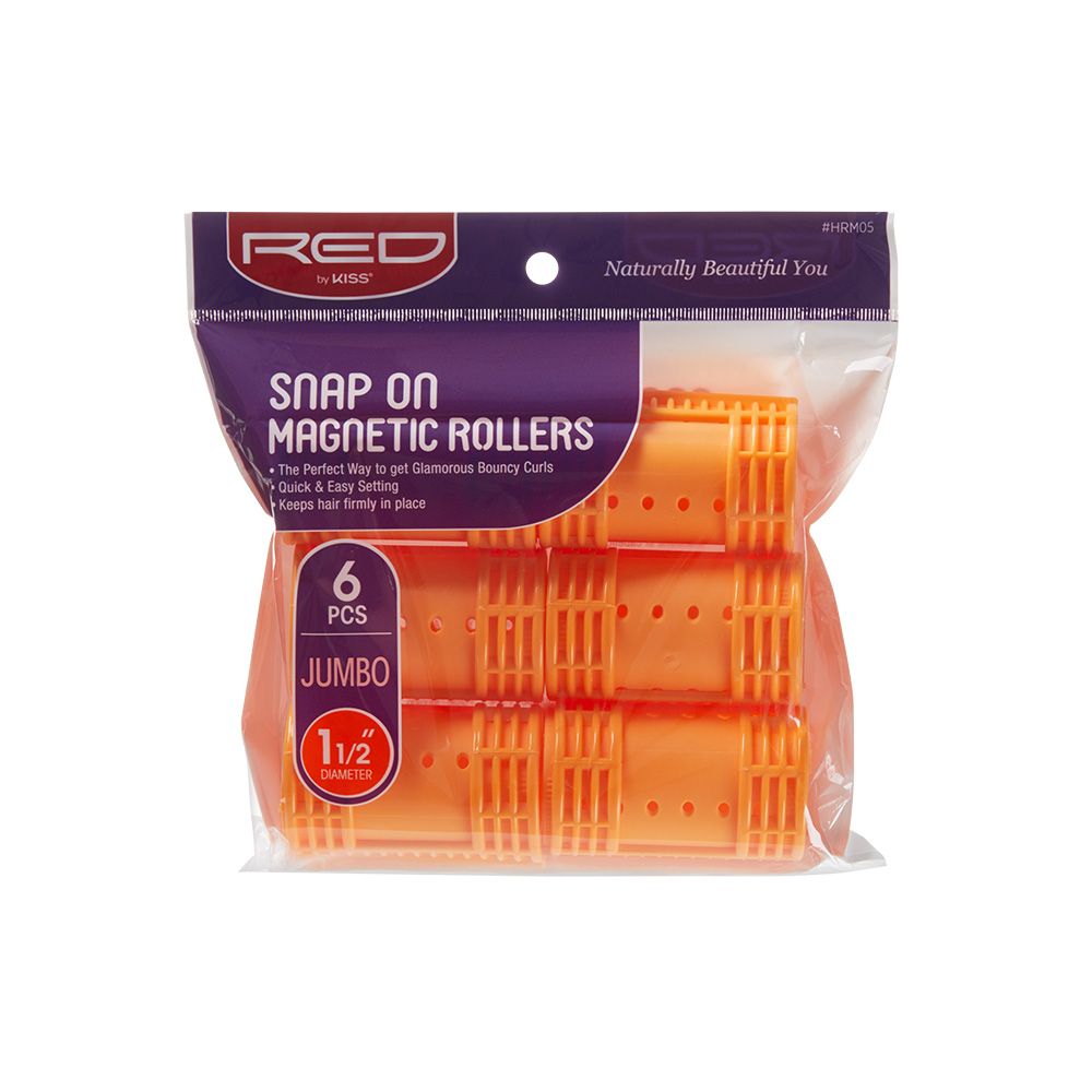 Red by Kiss Snap On Magnetic Rollers 6pcs 1 1/2" Jumbo #HRM05
