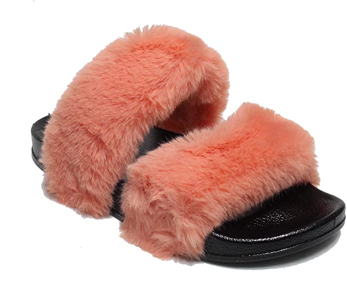 Faux Fur Slippers in Pink, The Meek Boutique