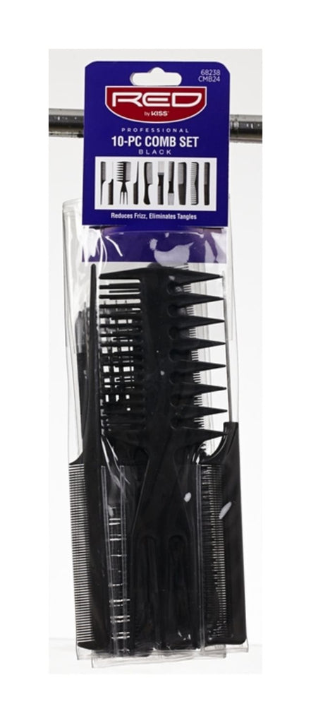 Red by Kiss Professional 10pc Comb Set - Black #CMB24