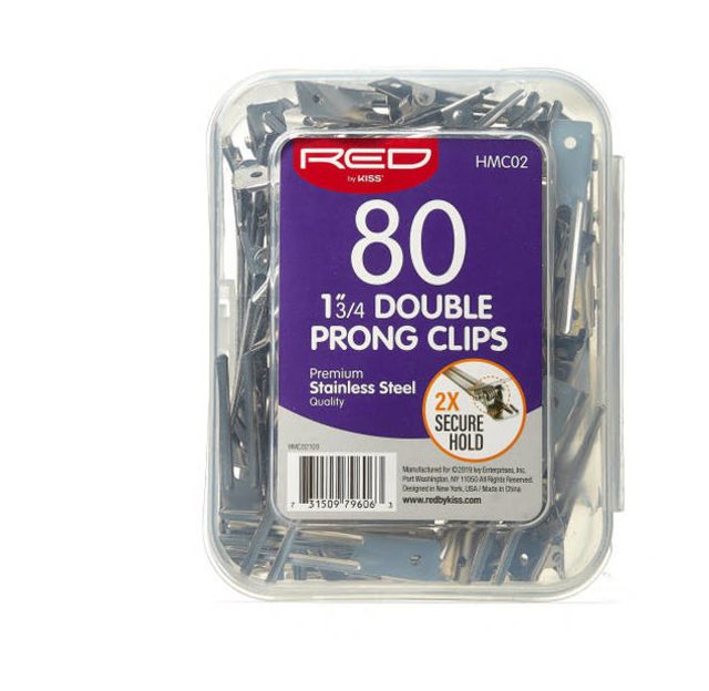 Red by Kiss 1 3/4" Double Prong Clips 80pcs #HMC02