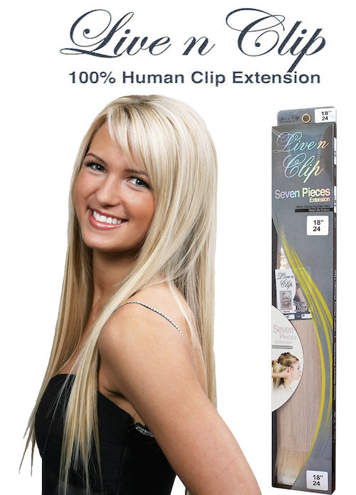 Live N Clip Seven Pieces Extension 100% Remy Human Hair Length 18