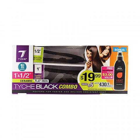 Tyche Black Ceramic Flat Iron 1" and 1/2" Combo
