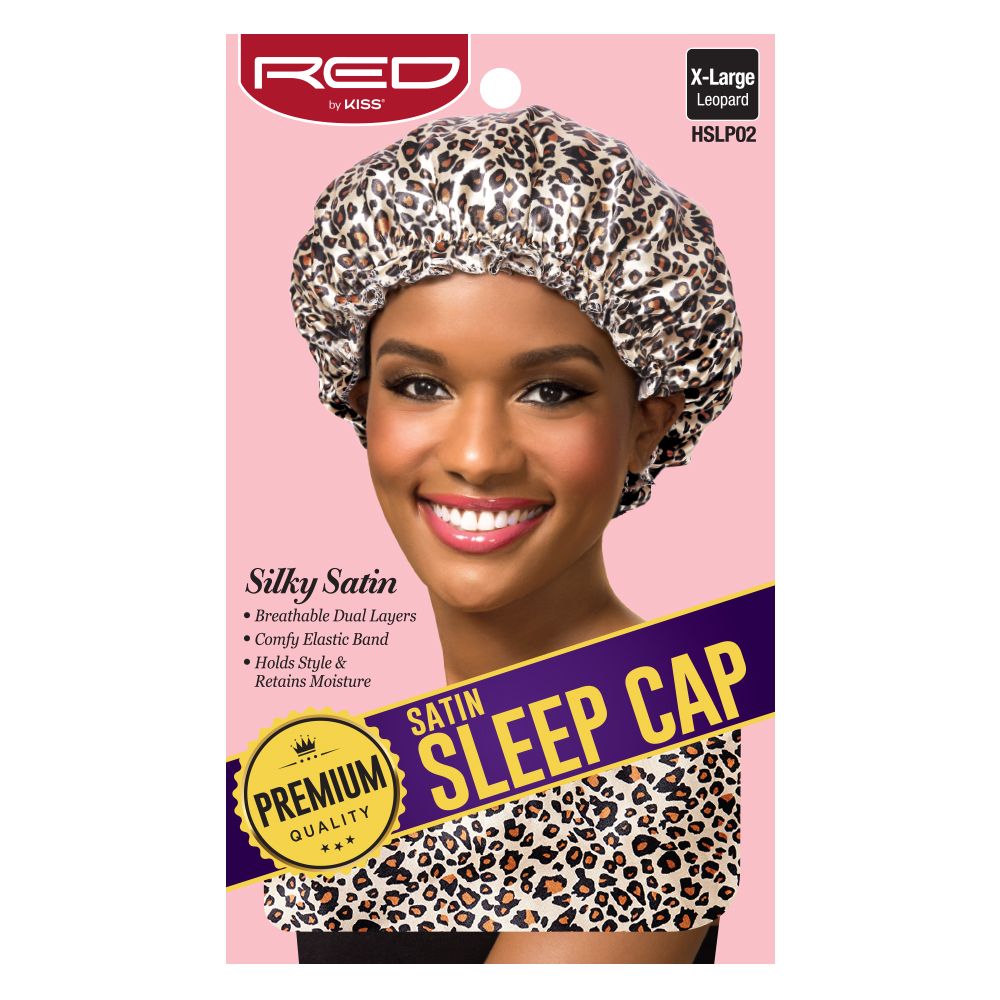 Red by Kiss X-Large Satin Sleep Cap #HSLP02 Leopard
